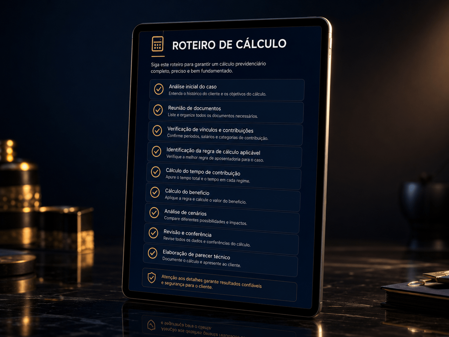 Roteiro de Elaboração do Cálculo em formato de checklist