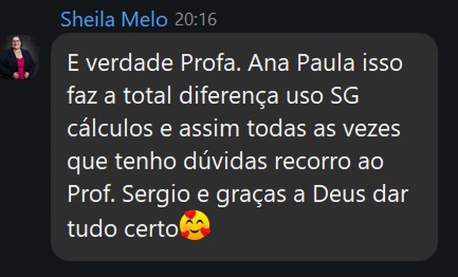 Depoimento de Sheila Melo sobre o SGCALC